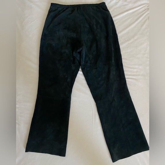 Women Black wide leg suede pants, Handmade sz 8-10, relaxed fit, front pockets - Picture 2 of 9